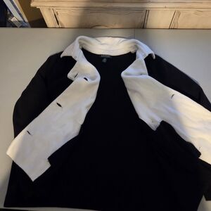 Vtg 90s Y2K LRL Ralph Lauren 100% Cotton Sweater Knit Blazer 2x Stretch Pockets